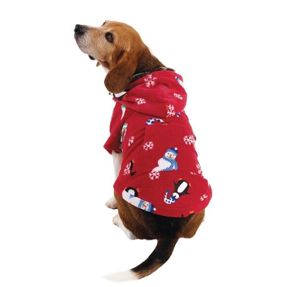 Hoodie-Footie Red Christmas Pajamagrams Set Hers XL Pet S/M Holiday Matching PJs - Picture 3 of 16